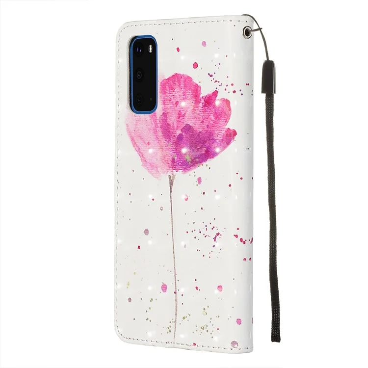 Muster Druckleuchte Dekor Leder Brieftasche Für Samsung Galaxy S20 4G/S20 5G - Lebendige Blume