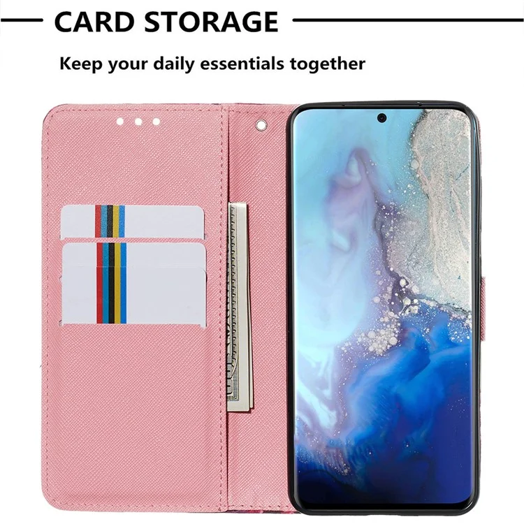 Muster Druckleuchte Dekor Leder Brieftasche Für Samsung Galaxy S20 4G/S20 5G - Lebendige Blume