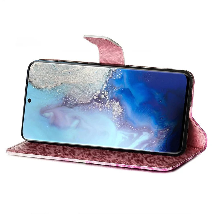 Motif Imprimerie Claire Décor Décor de Portefeuille en Cuir Pour Samsung Galaxy S20 4g / S20 5G - Fleur Vive