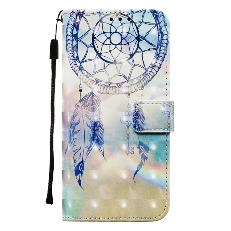 3D Painting Style Leather Phone Wallet Stand Case for Samsung Galaxy A71 - Dream Catcher