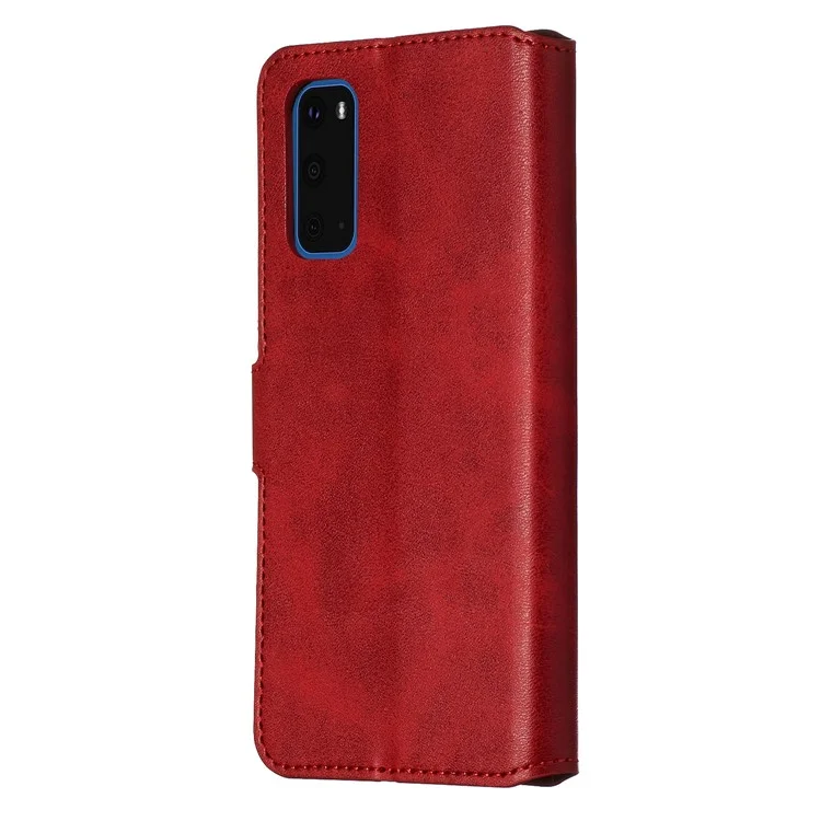 Mit Brieftasche Ständer Flip Leder Telefonabdeckung Für Samsung Galaxy S20 4G/S20 5G - Rot