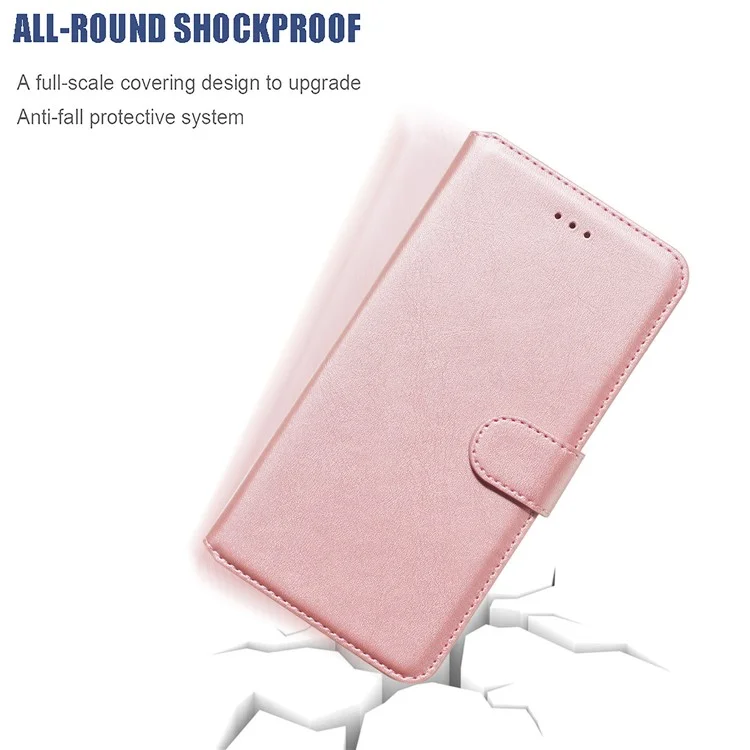 With Wallet Stand Flip Leather Phone Covering for Samsung Galaxy S20 4G/S20 5G - Rose Gold