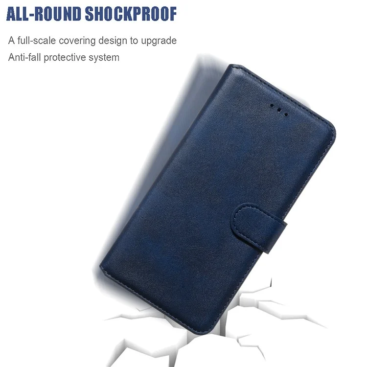 With Wallet Stand Flip Leather Phone Covering for Samsung Galaxy S20 4G/S20 5G - Blue