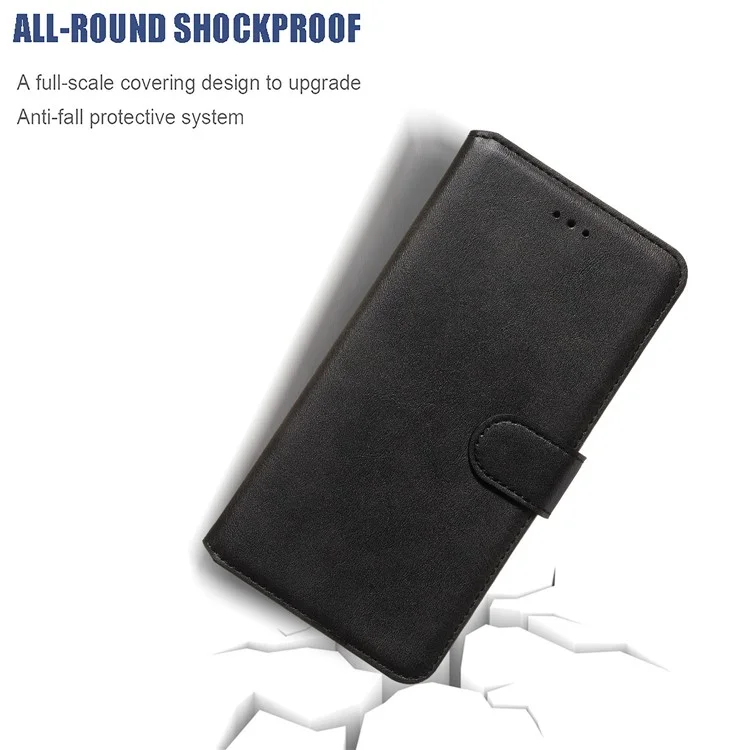 Solid Color Flip Leather Wallet Phone Cover for Samsung Galaxy S20 Plus - Black