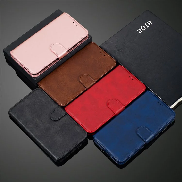 Solid Color Flip Leather Wallet Phone Cover for Samsung Galaxy S20 Plus - Black