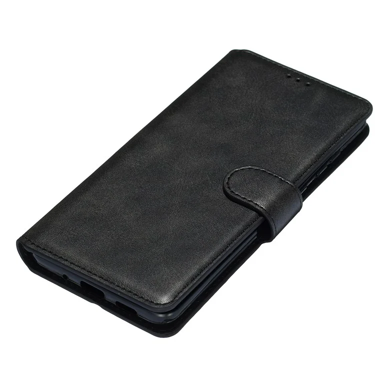 Solid Color Flip Leather Wallet Phone Cover for Samsung Galaxy S20 Plus - Black