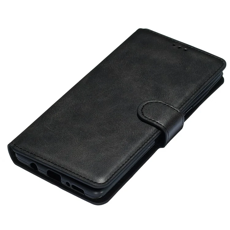 Solid Color Flip Leather Wallet Phone Case for Samsung Galaxy A71 A715 - Black