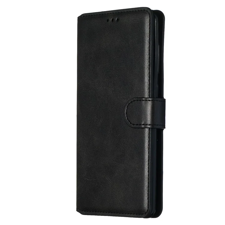 Solid Color Flip Leather Wallet Phone Case for Samsung Galaxy A71 A715 - Black