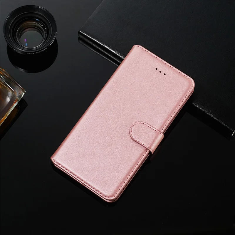 Solid Color Classic Flip Leather Wallet Phone Casing for Samsung Galaxy S20 Ultra - Rose Gold