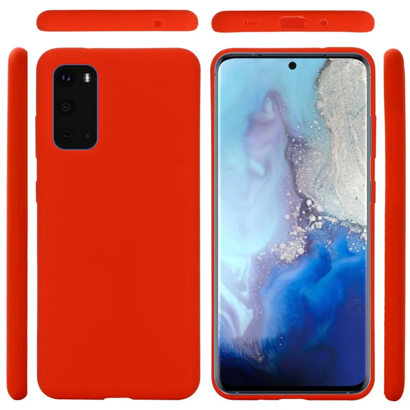 Liquid Silicone Phone Back Cover for Samsung Galaxy S20 Plus / S20 Plus 5G - Red