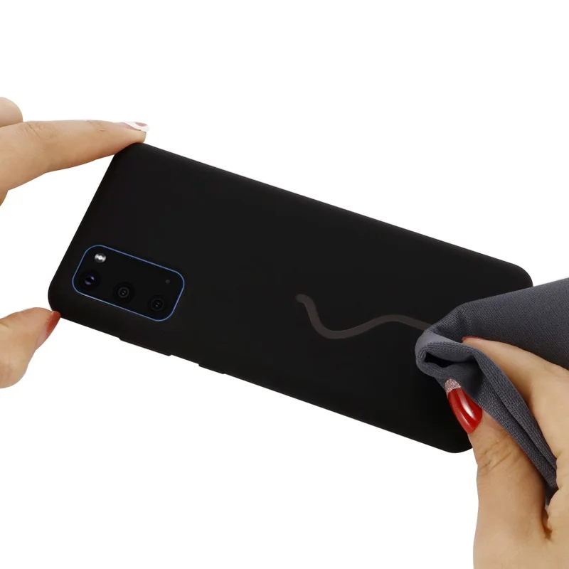 Liquid Silicone Phone Back Cover for Samsung Galaxy S20 4G/S20 5G - Black