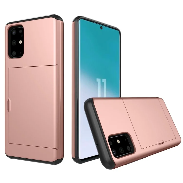 Funda protectora híbrida de PC + TPU con ranura para tarjeta para Samsung Galaxy S20 Plus - Oro Rosa
