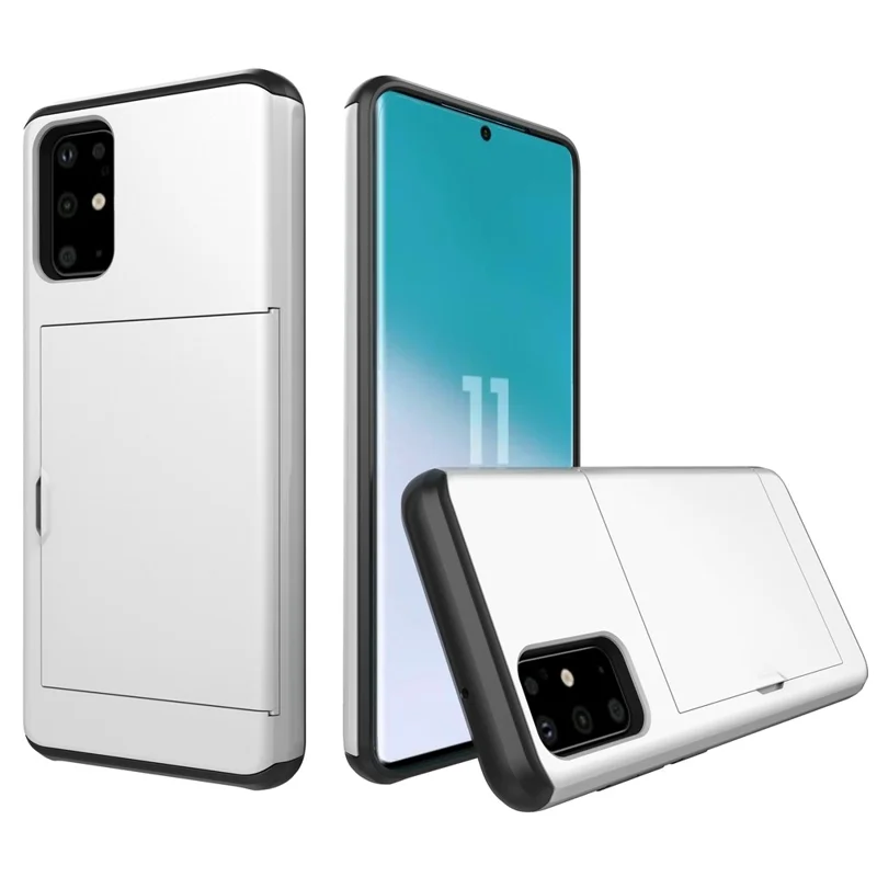 Card Slot PC + TPU Hybrid Phone Case for Samsung Galaxy S20 4G/S20 5G - White