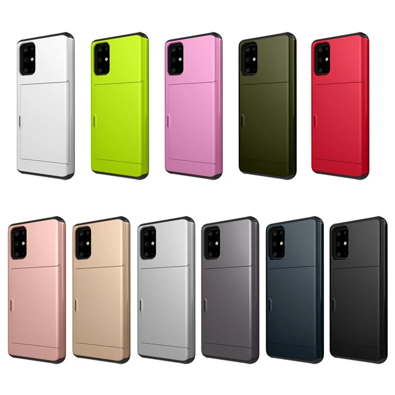 Card Slot PC + TPU Hybrid Phone Case for Samsung Galaxy S20 4G/S20 5G - Army Green