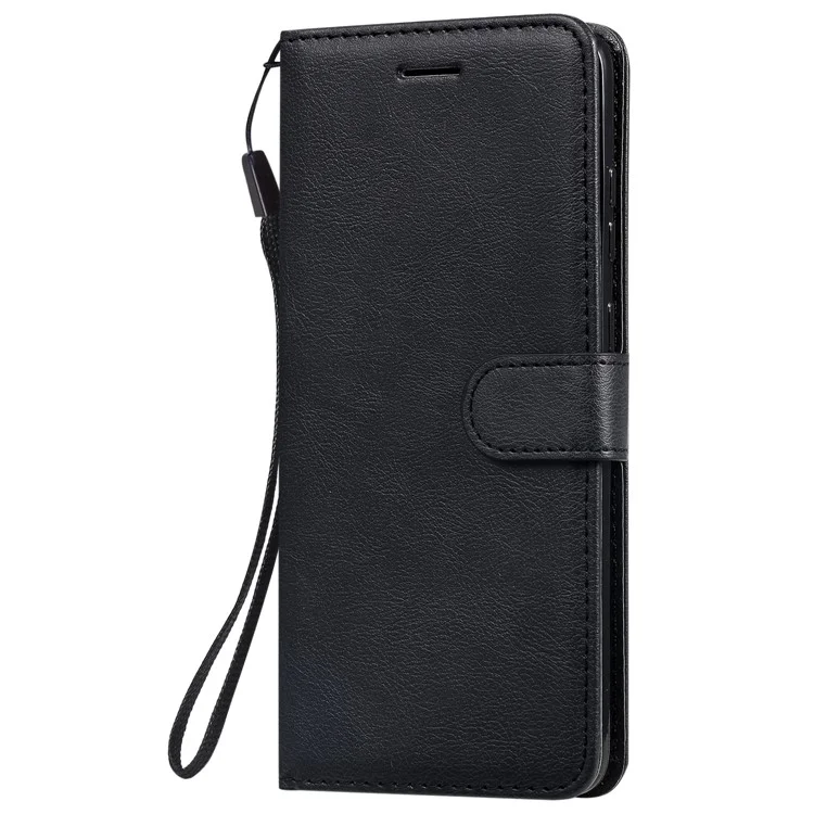 KT Leather Series-2 Solid Color PU Leather Flip Phone Cover with Strap for Samsung Galaxy S20 Plus - Black