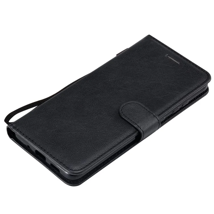 KT Leather Series-2 Solid Color PU Leather Flip Phone Cover with Strap for Samsung Galaxy S20 Plus - Black