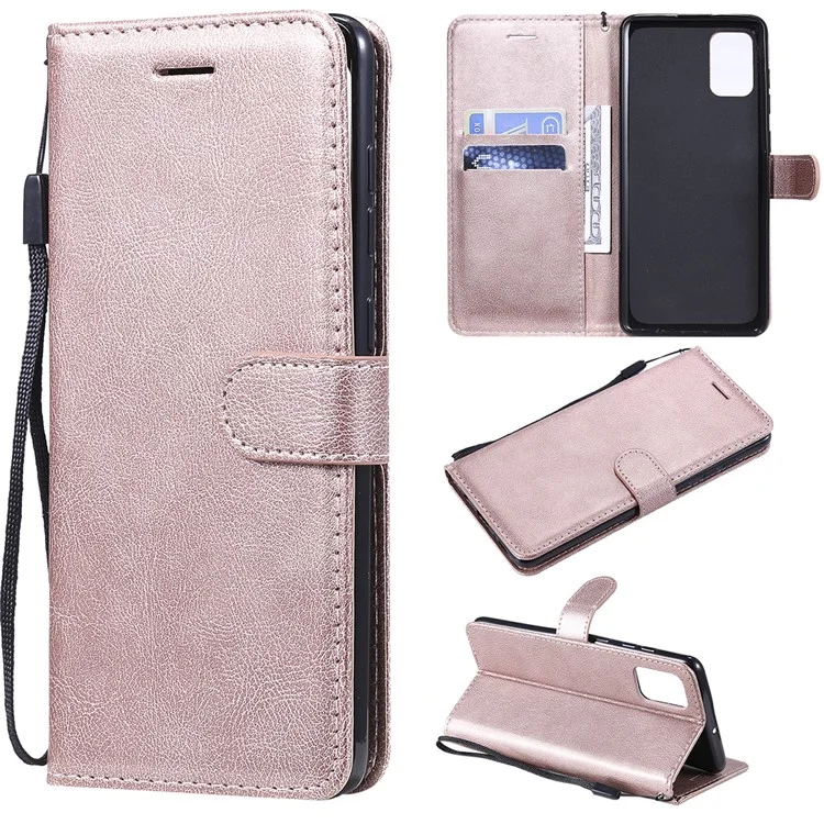 KT Leder Serie-2 Feste Farbmagnet-pu-leder-brieftaschenhülle Für Samsung Galaxy A71 - Roségold