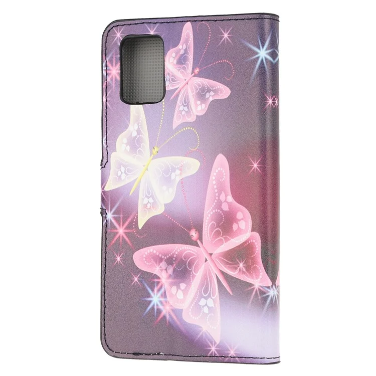 Pattern Printing PU Leather Wallet Stand Phone Casing for Samsung Galaxy A91/S10 Lite/M80s - Beautiful Butterflies