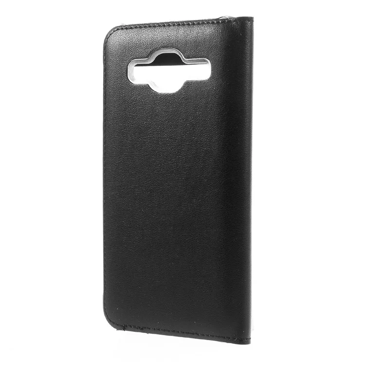 Window View Leather Flip Case for Samsung Galaxy J3 / J3 (2016) - Black