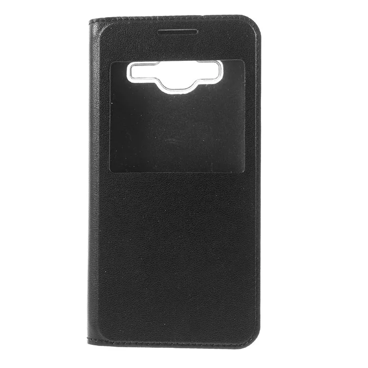 Window View Leather Flip Case for Samsung Galaxy J3 / J3 (2016) - Black