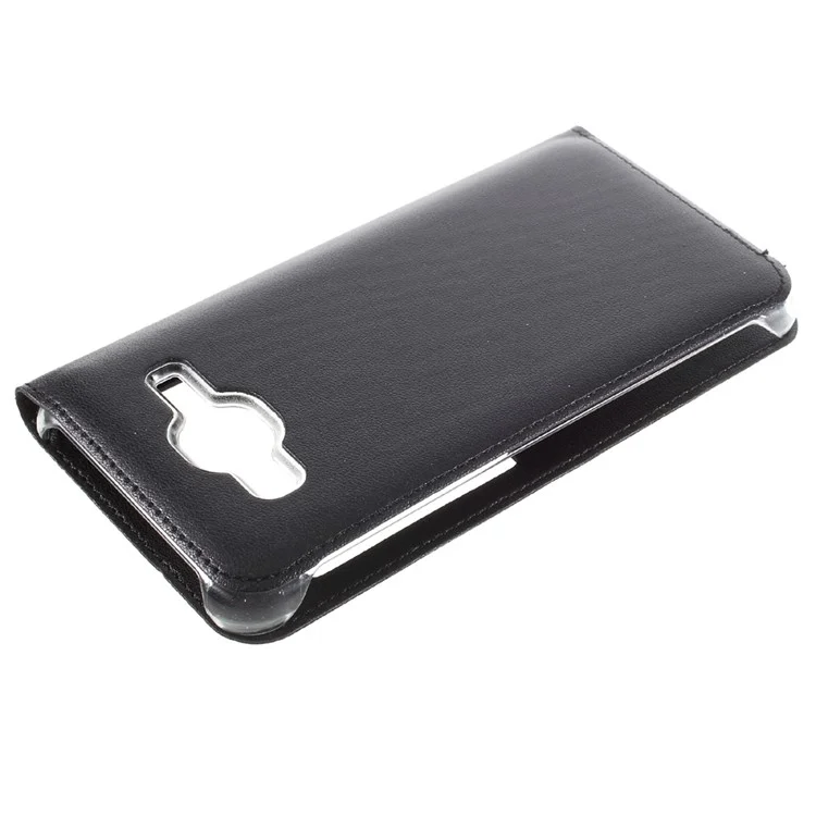 Window View Leather Flip Case for Samsung Galaxy J3 / J3 (2016) - Black
