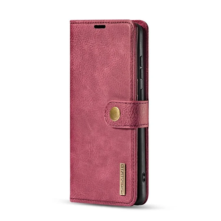 Dg. Ming Para Samsung Galaxy S20 Plus/S20 Plus Case de Teléfonos de Billetera 5G 2 en 1 Cubierta Protectora a Prueba de Choque de Cáscara de Cuero - Rojo