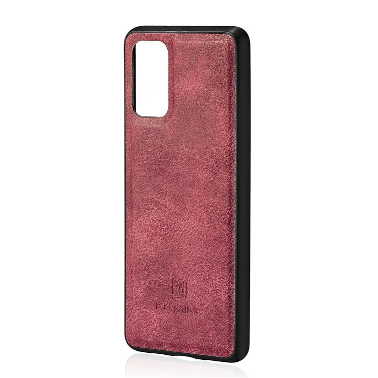 Dg. Ming Pour Samsung Galaxy S20 Plus / S20 Plus 5G Portefeuille Boîte de Téléphone Détachable 2 en 1 Coque de Protection à Feuilles Gras - Rouge