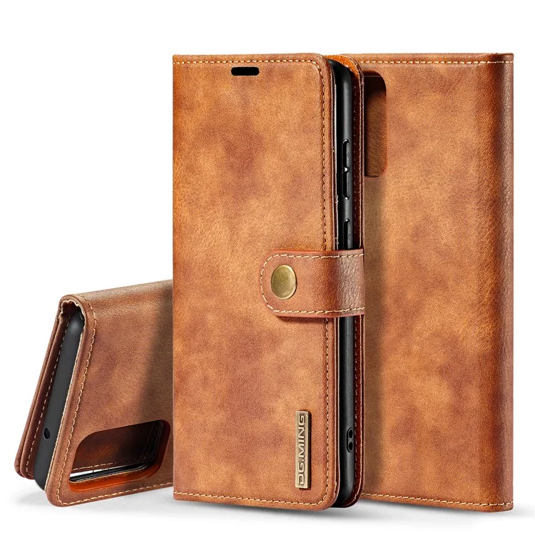 DG.MING Per Samsung Galaxy S20 Plus / S20 Plus 5G Custodia Wallet Phone Case Staccabile 2 in 1 Guscio in Pelle Antiurto Flip Protective Cover - Marrone