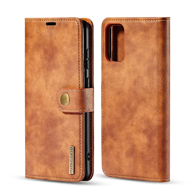 DG.MING Per Samsung Galaxy S20 Plus / S20 Plus 5G Custodia Wallet Phone Case Staccabile 2 in 1 Guscio in Pelle Antiurto Flip Protective Cover - Marrone