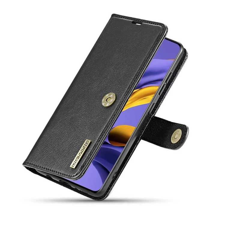 DG.MING For Samsung Galaxy A71 Detachable 2-in-1 Anti-scratch Split Leather Wallet Cover + PC Back Case - Black