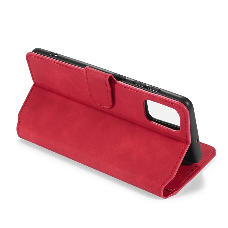 Dg. Ming -retro -leder -brieftaschen -standschale Für Samsung Galaxy A71 - Rot