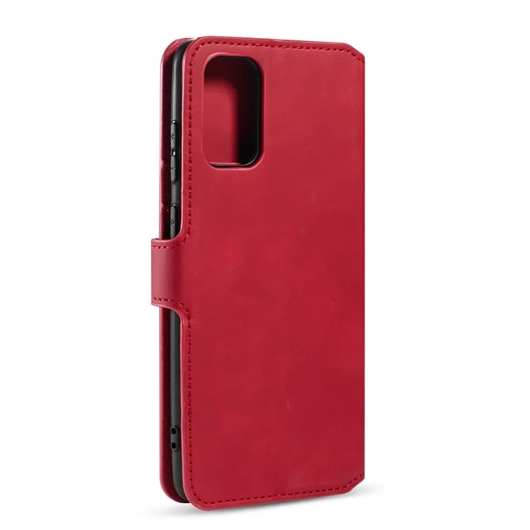DG.MING Retro con custodia in pelle con portafoglio per Samsung Galaxy S20 Plus - Rosso