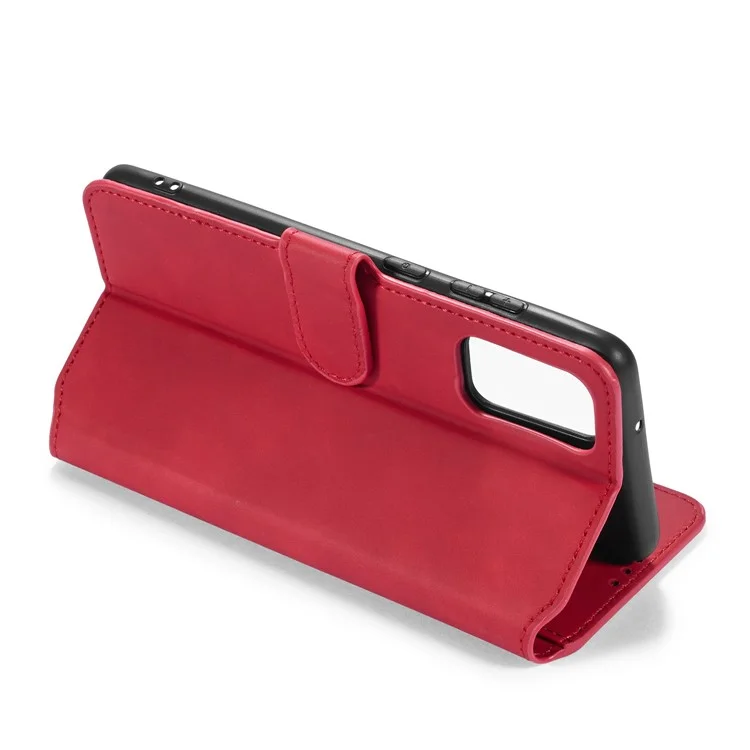DG.MING Retro con custodia in pelle con portafoglio per Samsung Galaxy S20 Plus - Rosso