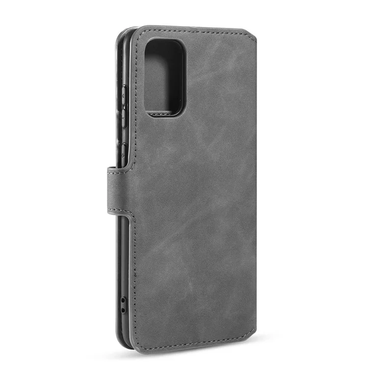 Dg. Ming Retro Con Estuche de Cuero de Billetera Para Samsung Galaxy S20 Plus - Gris