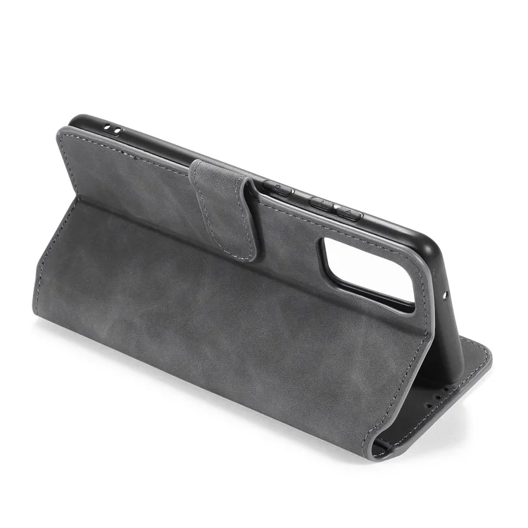 DG.MING Retro con estuche de piel con cartera para Samsung Galaxy S20 Plus - Gris