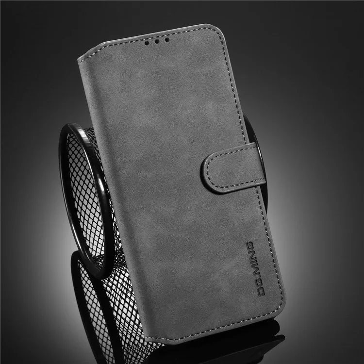 Dg. Ming Retro Con Estuche de Cuero de Billetera Para Samsung Galaxy S20 Plus - Gris