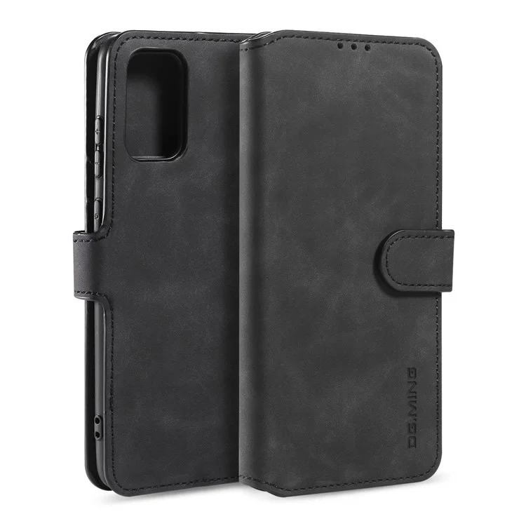 DG.MING Retro Style Leather Wallet Stand Protective Shell Case для Samsung Galaxy S20 4G/S20 5G - Черный