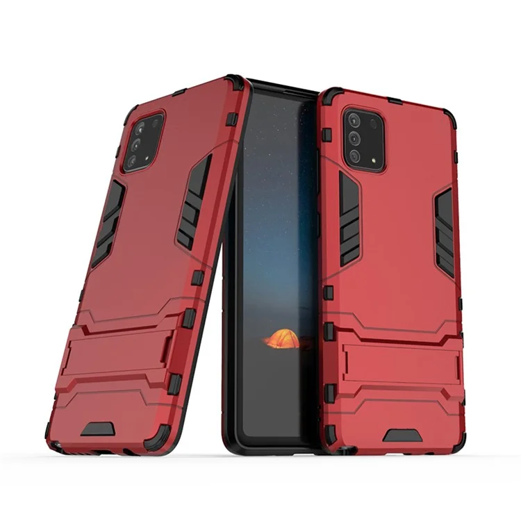 PC + Shell TPU Con Cubierta Telefónica de Kickstand Para Samsung Galaxy Samsung Galaxy A81/Note 10 Lite - Rojo