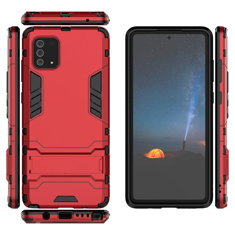 PC + TPU Shell with Kickstand Phone Cover for Samsung Galaxy Samsung Galaxy A81/Note 10 Lite - Red