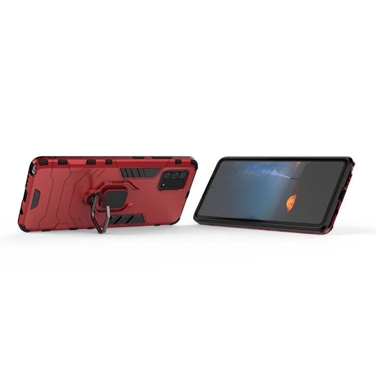 Com o Anel Rotativo de Kickstand Armour Style PC+TPU Protetive Case For Samsung Galaxy A81/Note 10 Lite - Vermelho