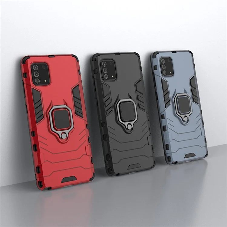 Com o Anel Rotativo de Kickstand Armour Style PC+TPU Protetive Case For Samsung Galaxy A81/Note 10 Lite - Vermelho