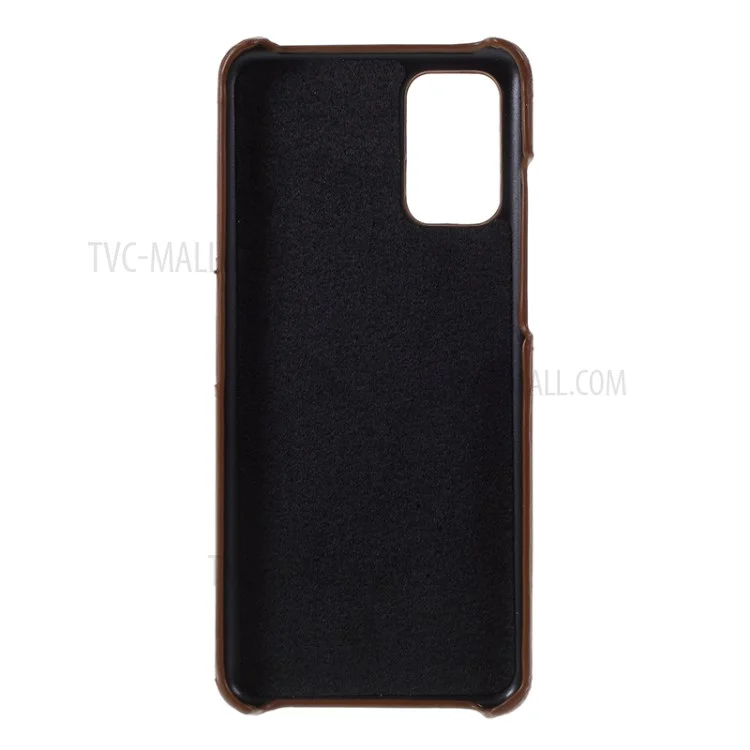 Double Card Slots PU Leather Coated PC Shell for Samsung Galaxy S20 Plus - Coffee