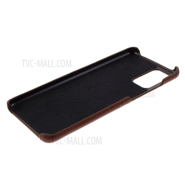 Slots de Cartão Duplo PU Coated PC Shell Para Samsung Galaxy S20 Plus - Café