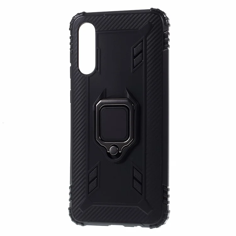 Mit Kickstand Shocksicheres TPU -mobiltelefongehäuse Für Samsung Galaxy A70/a70s - Schwarz