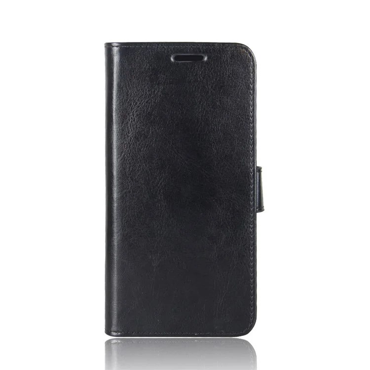 Crazy Horse Surface with Wallet Leather Phone Stand Casing for Samsung Galaxy A01 - Black