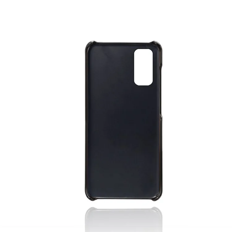 KSQ Two Card Slots PU Leather Coated Hard PC Shell for Samsung Galaxy S20 4G/S20 5G - Black