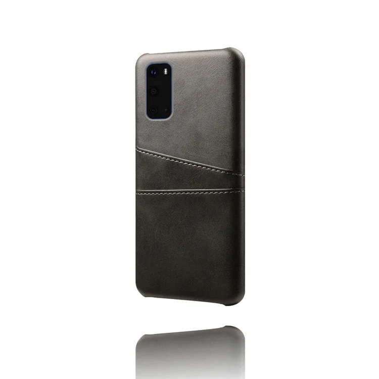 KSQ PU Cuir Revêtu de PC Dur en Coque Unique Pour Samsung Galaxy S20 Plus - le Noir