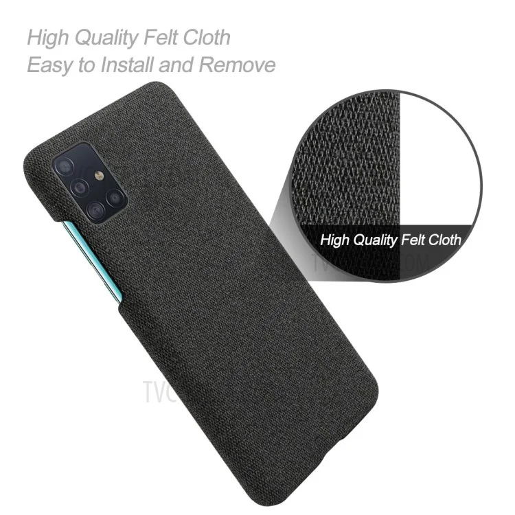 Solid Color Cloth Texture PC Phone Case for Samsung Galaxy A51 - Black