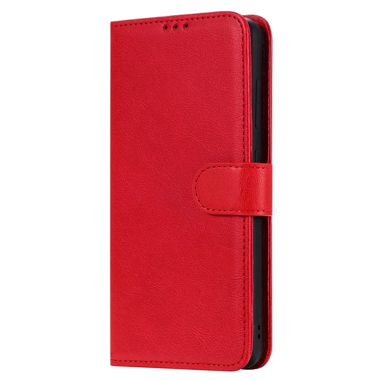 Magnetic KT Leather Series-3 Reta de Cuero de Cuero Netenitable Soporte de la Billetera de Cuero Con Una Práctica Correa Para Samsung Galaxy A51 - Rojo