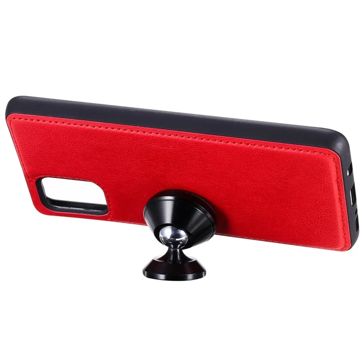 Magnetische KT Leder Serie-3 Abnehmbar 2-in-1 Leder-wallet-stand-telefonabdeckungsschale Mit Handlichem Riemen Für Samsung Galaxy A51 - Rot